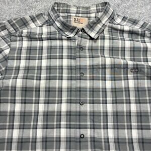 5.11 Tactical Snap Shirt Mens Medium Grey Plaid Short Sleeve